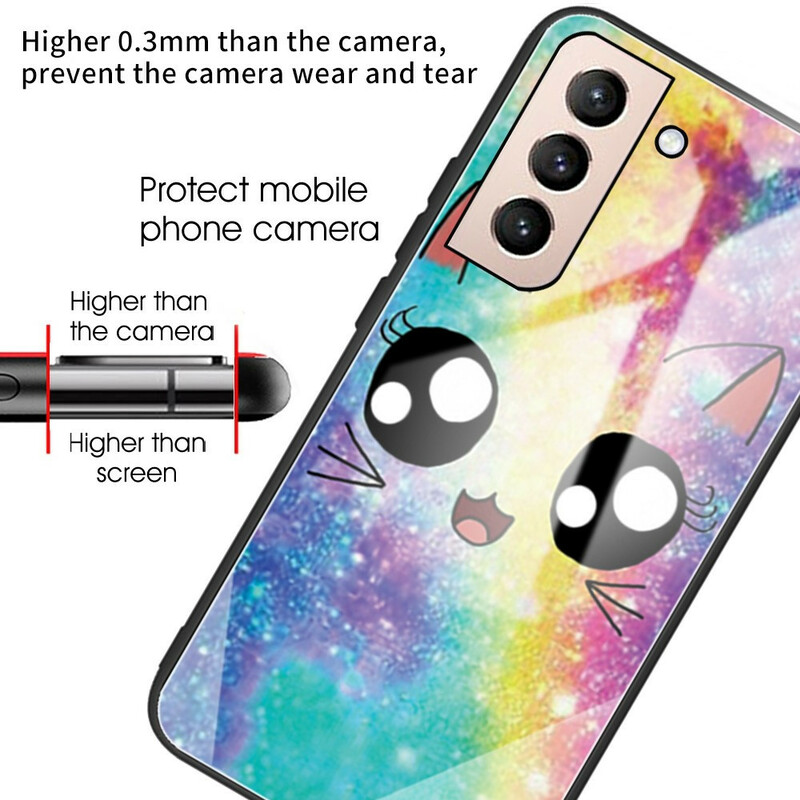 Samsung Galaxy S21 FE karkaistua lasia Case Cat