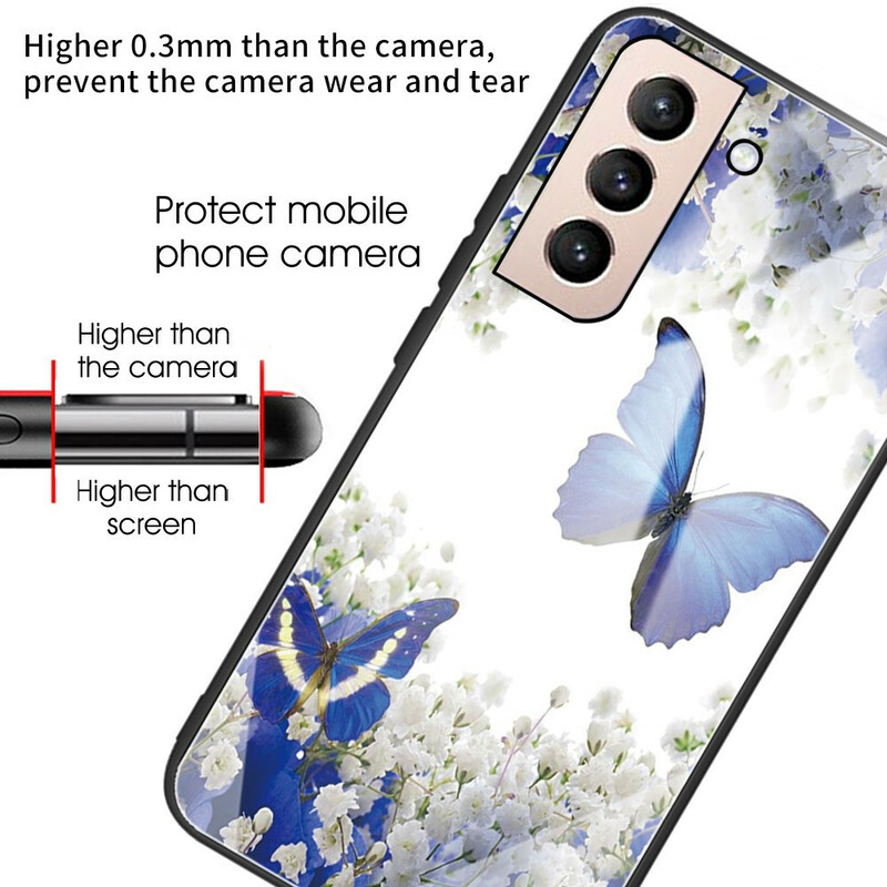 Samsung Galaxy S21 FE tapauksessa karkaistu lasi Butterfly Design