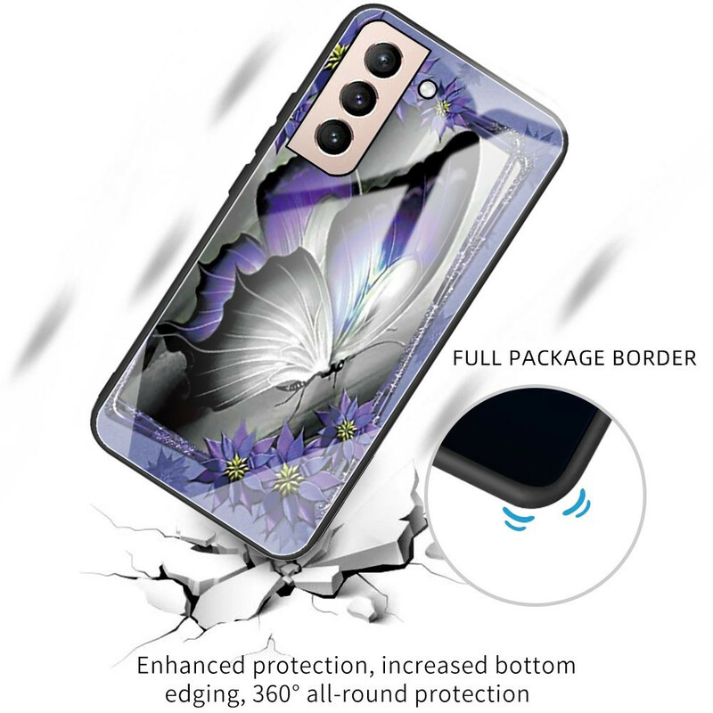 Samsung Galaxy S21 FE lasikotelo Perhonen violetti