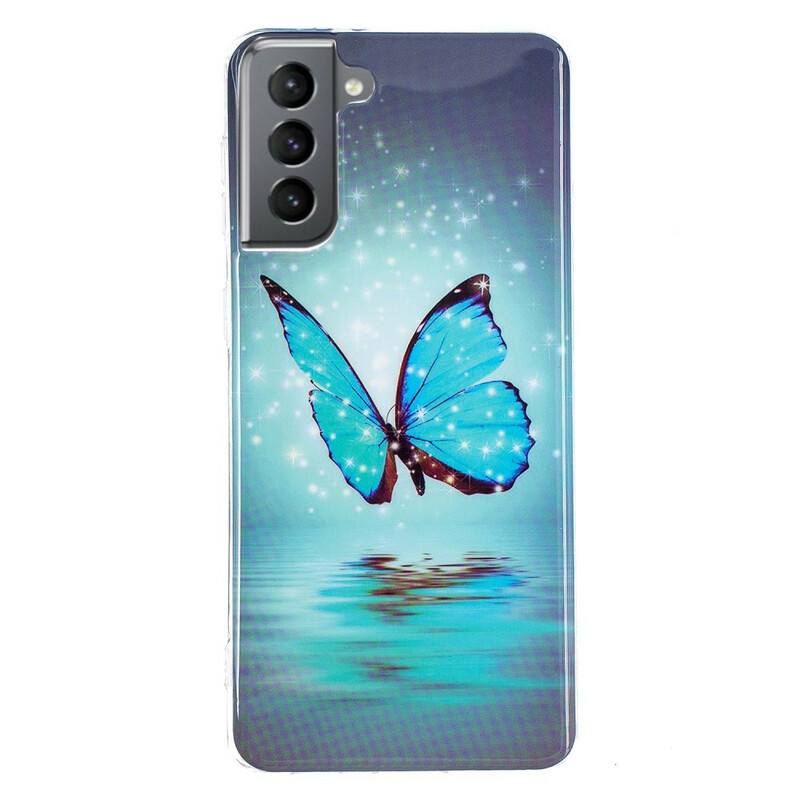 Samsung Galaxy S21 FE sininen perhonen Case