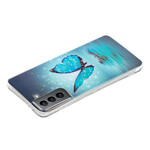 Samsung Galaxy S21 FE sininen perhonen Case