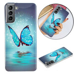 Samsung Galaxy S21 FE sininen perhonen Case