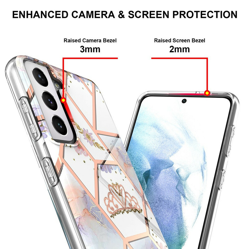 Samsung Galaxy S21 FE marmoroitu kruunu kotelo