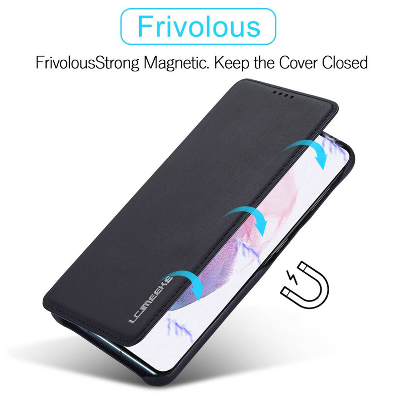 Flip Cover Samsung Galaxy S21 FE LC.IMEEKE Nahka Effect