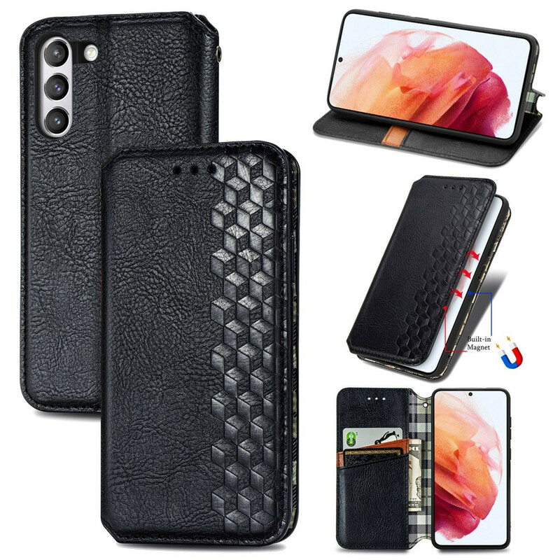 Flip Cover Samsung Galaxy S21 FE Nahkatehoste Diamond Texture -tekstuuri