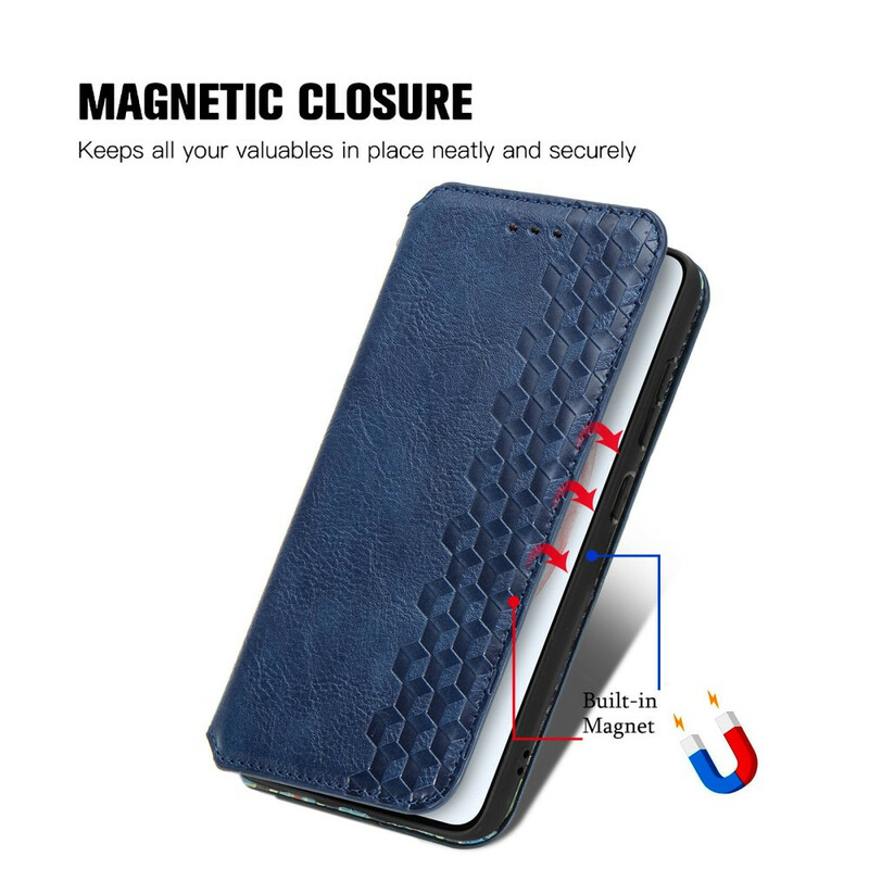 Flip Cover Samsung Galaxy S21 FE Nahkatehoste Diamond Texture -tekstuuri