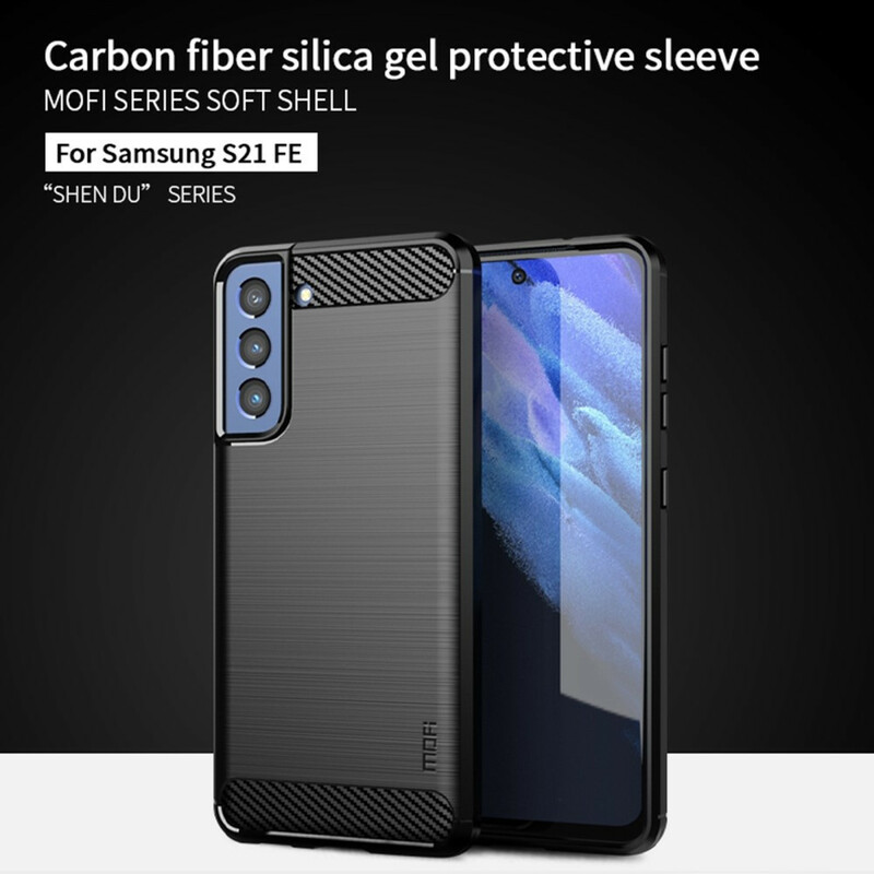 Samsung Galaxy S21 FE harjattu hiilikuitu tapauksessa MOFI