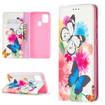 Flip Cover Samsung Galaxy A21s Värilliset perhoset
