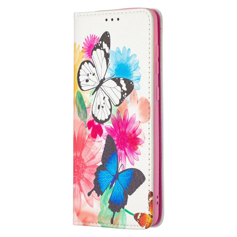 Flip Cover Samsung Galaxy A21s Värilliset perhoset