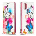 Flip Cover Samsung Galaxy A21s Värilliset perhoset