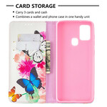 Flip Cover Samsung Galaxy A21s Värilliset perhoset