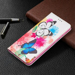 Flip Cover Samsung Galaxy A21s Värilliset perhoset