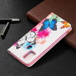 Flip Cover Samsung Galaxy A21s Värilliset perhoset