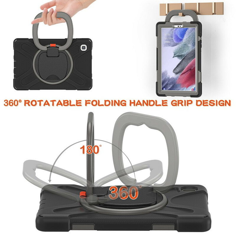 Samsung Galaxy Tab A7 Lite erittäin kestävä kotelo pyörivä rengas jalusta