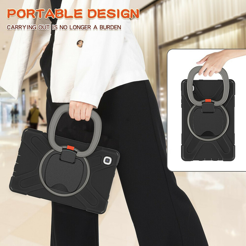 Samsung Galaxy Tab A7 Lite erittäin kestävä kotelo pyörivä rengas jalusta