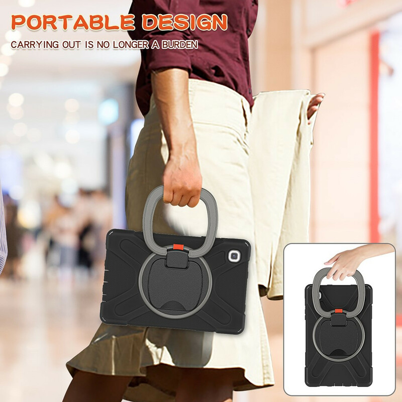 Samsung Galaxy Tab A7 Lite erittäin kestävä kotelo pyörivä rengas jalusta