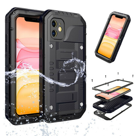 Vedenpitävä iPhone 11 kotelo karkaistua lasia ja metallia