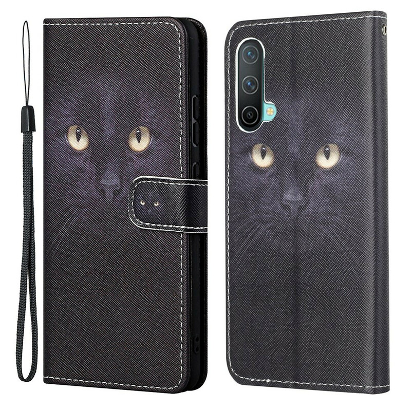 OnePlus North CE 5G Musta kissan silmä hihna tapauksessa