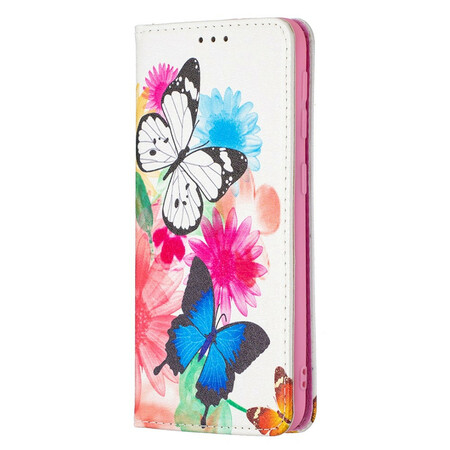 Flip Cover Samsung Galaxy A20e Värilliset perhoset