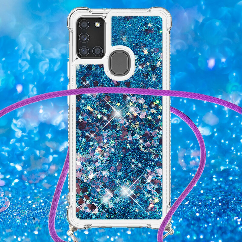 Samsung Galaxy A21s Glitter Kotelo kiristysnauhalla