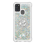 Samsung Galaxy A21s Glitter Kotelo Ring tuki Samsung Galaxy A21s Glitter Kotelo Ring tuki