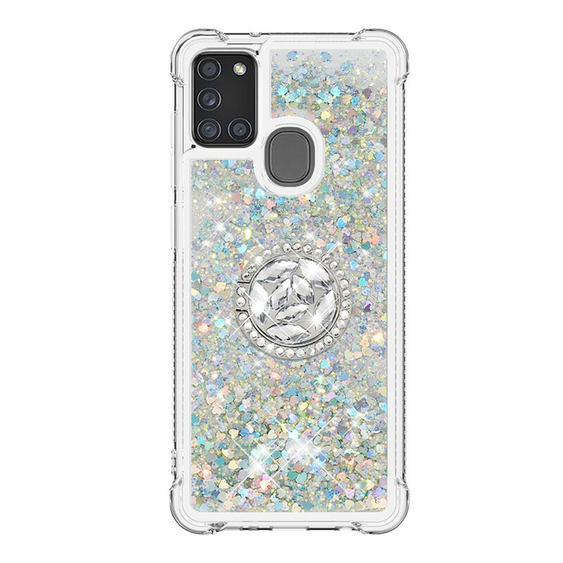 Samsung Galaxy A21s Glitter Kotelo Ring tuki Samsung Galaxy A21s Glitter Kotelo Ring tuki
