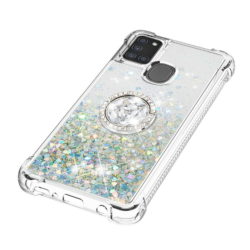 Samsung Galaxy A21s Glitter Kotelo rengas tuki Samsung Galaxy A21s Glitter Kotelo rengas tuki