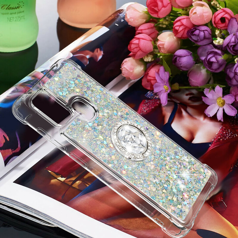 Samsung Galaxy A21s Glitter Kotelo rengas tuki Samsung Galaxy A21s Glitter Kotelo rengas tuki