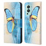 OnePlus Nord 2 5G Butterfly Case sininen ja keltainen