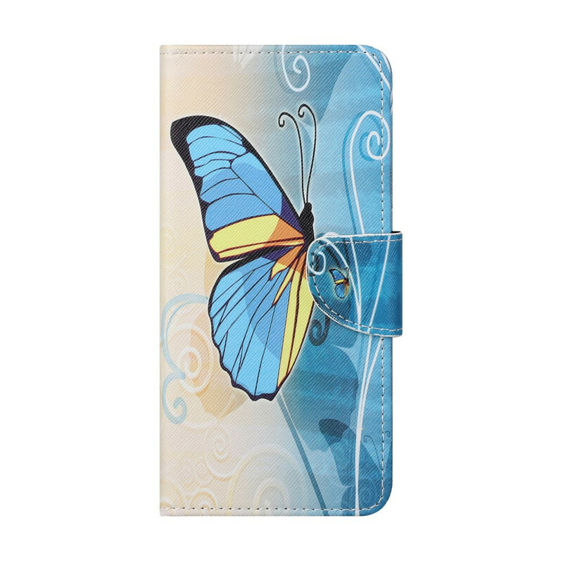 OnePlus Nord 2 5G Butterfly Case sininen ja keltainen