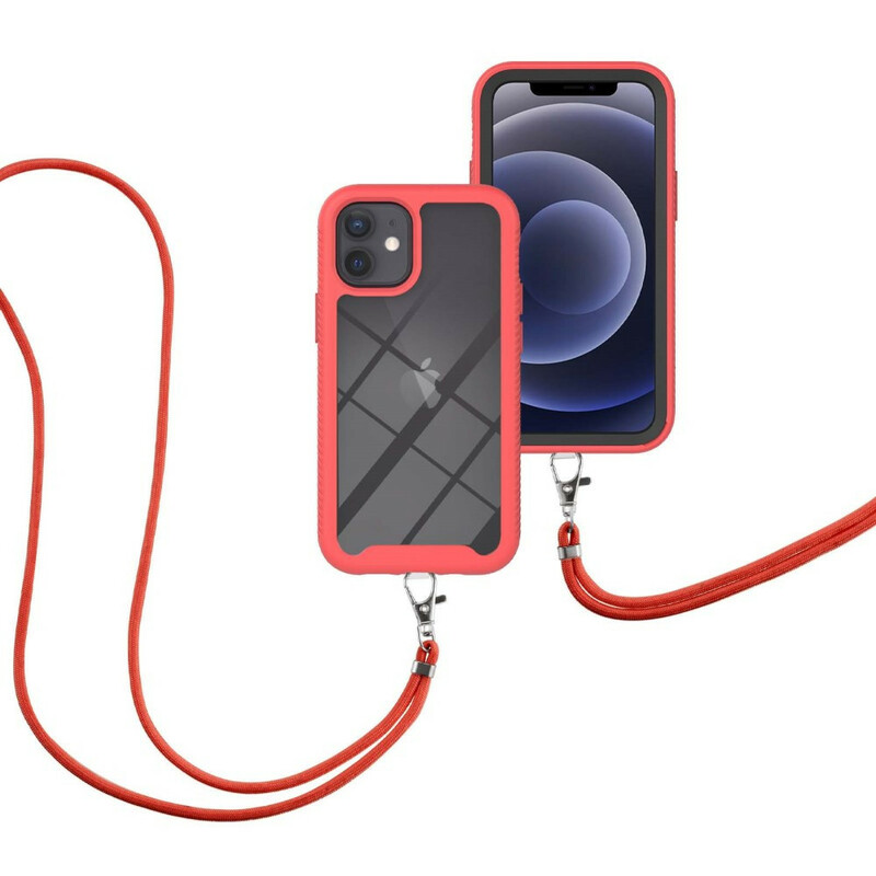 iPhone 12 Mini -hybridikotelo, jossa on kiinnityslenkki ja värillinen kehys