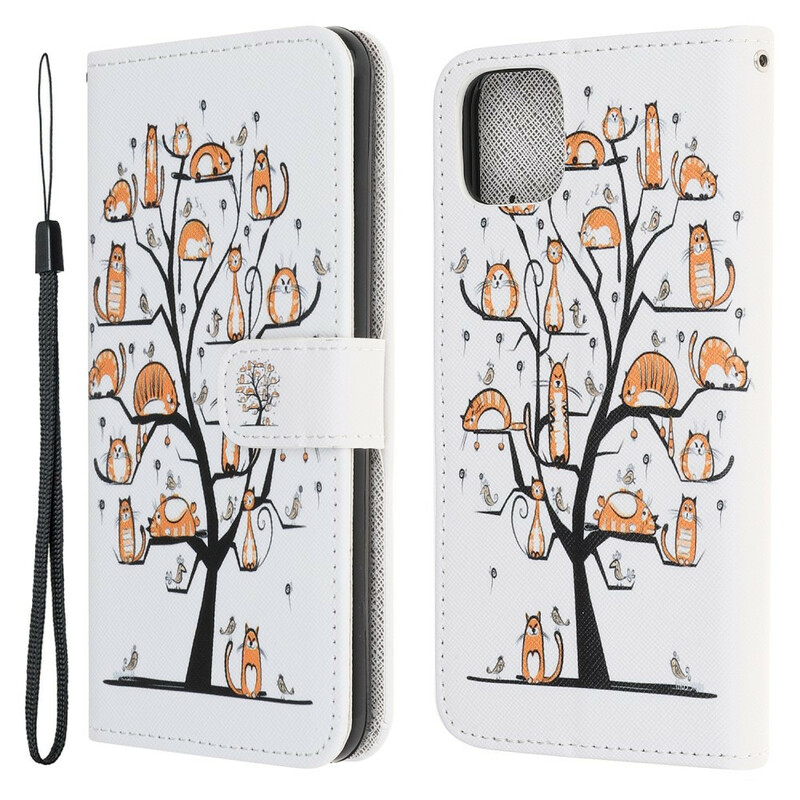 iPhone 13 Mini Funky Cats Lanyard Kotelo