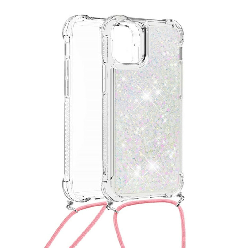iPhone 13 Mini Glitter kotelo, jossa on kiinnityslenkki