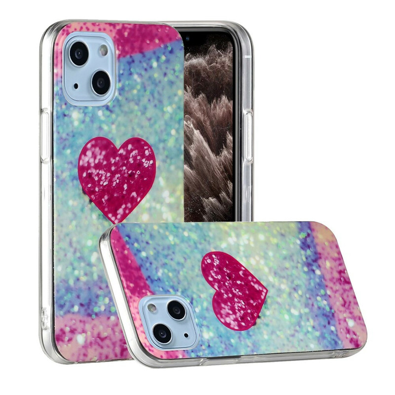 iPhone 13 Mini Marble Glitter kotelo