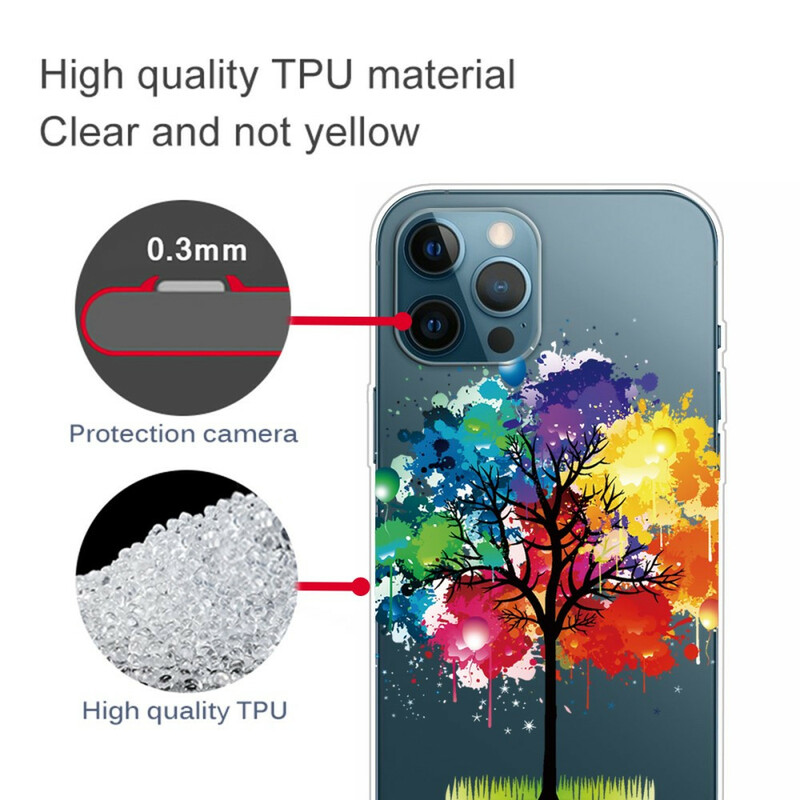 Kotelo iPhone 13 Pro Max läpinäkyvä akvarelli puu