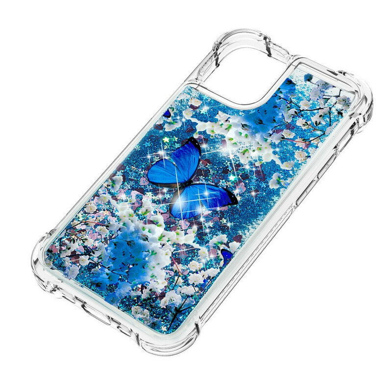 iPhone 13 Pro Max Kotelo Sininen perhoset Glitter