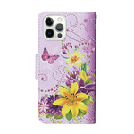 Kotelo iPhone 13 Pro Magistral kukkia hihnalla