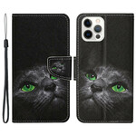 iPhone 13 Pro vihreä Cat Eye Case hihnalla