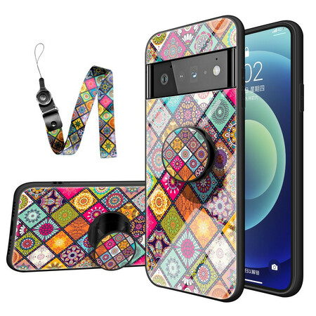 Google Pixel 6 Pro Case magneettinen Patchwork jalusta