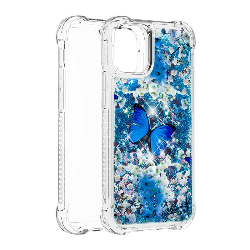 iPhone 13 Pro Kotelo Sininen perhoset Glitter