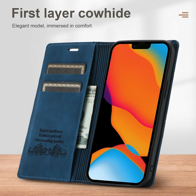 Flip Cover iPhone 13 Pro Style nahka ompelemalla magneettilukko