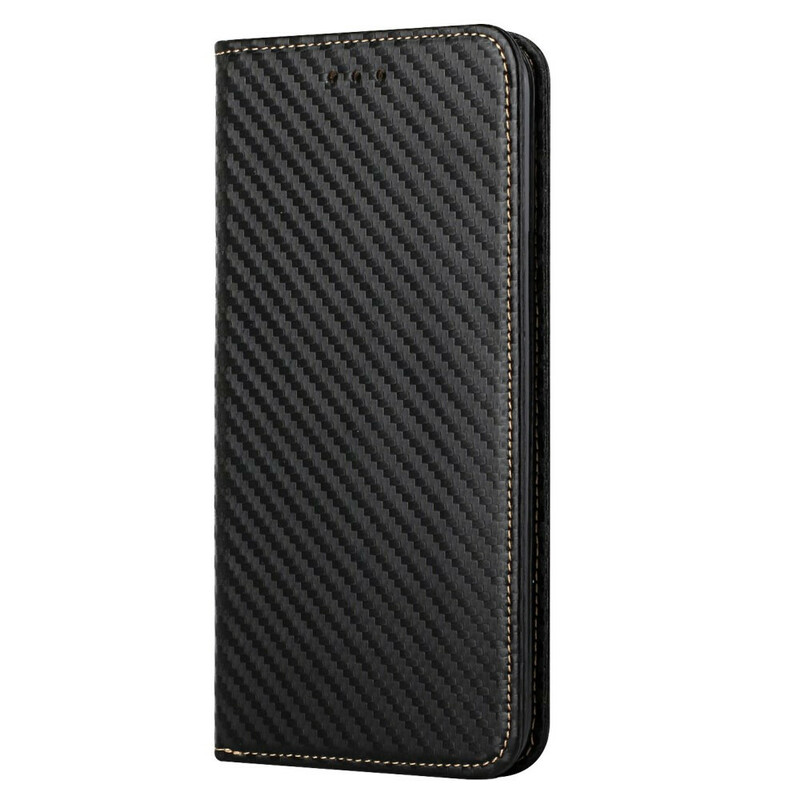 Flip Cover iPhone 13 Pro Carbon Fiber -suojus ja hihna