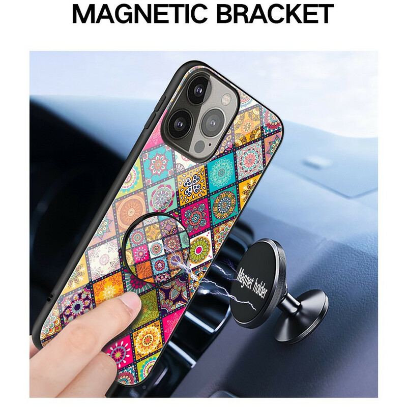 iPhone 13 Pro magneettinen Patchwork-kotelo