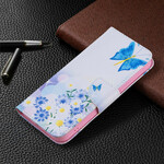 Kotelo iPhone 13 Pro Max perhoset ja kukat maalattu