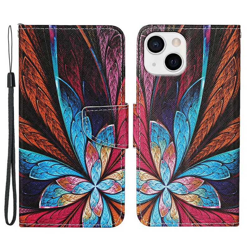 IPhone Case 13 värillinen lehdet hihnalla