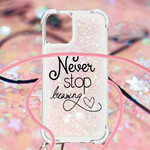 iPhone 13 Glitter Cord Case Älä koskaan lopeta