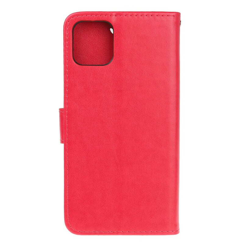 Kotelo iPhone 13 Perhoset ja kukat, jossa on kaulanauha