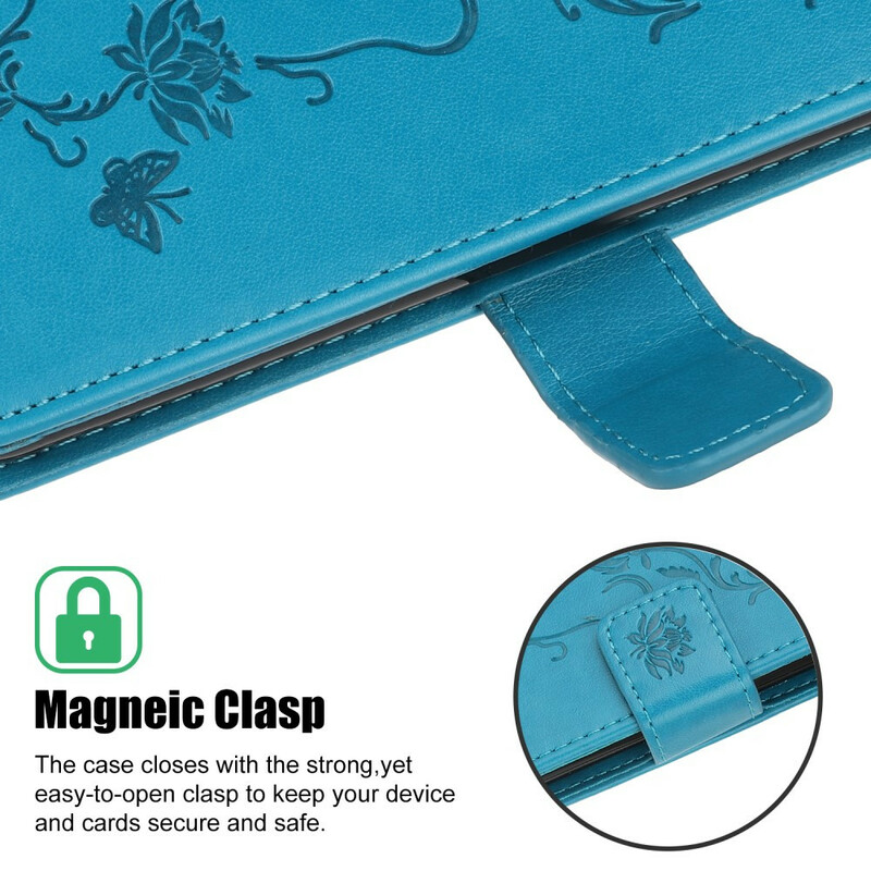 Kotelo iPhone 13 Perhoset ja kukat, joissa on kaulanauha