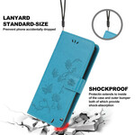 Kotelo iPhone 13 Perhoset ja kukat, joissa on kaulanauha