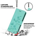 Kotelo iPhone 13 Perhoset ja kukat, joissa on kaulanauha